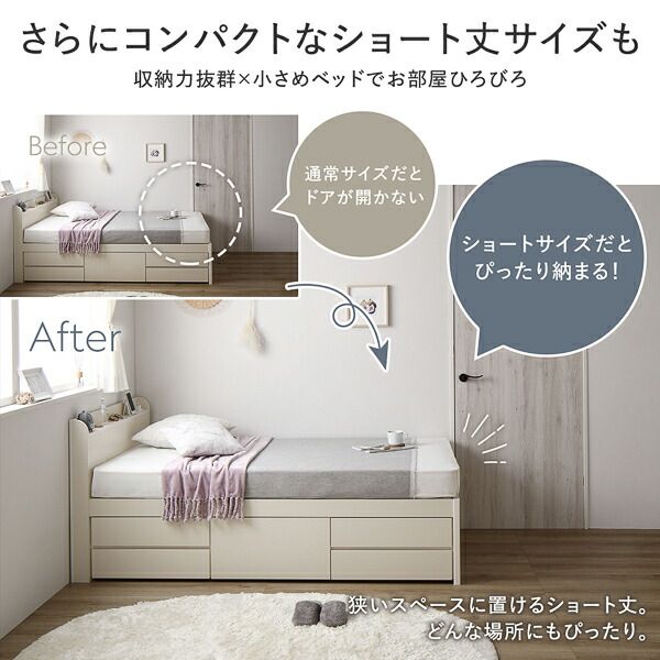 〔組立設置付〕 収納 ベッド チェストベッド 宮付  シングル 国産ポケットコイルマットレス付 ホワイト 収納付 引き出し付 棚付 宮棚付 コンセント付 大容量 収納 すのこ 日本製 シングルベッド チェストベット 収納ベット代引NG
