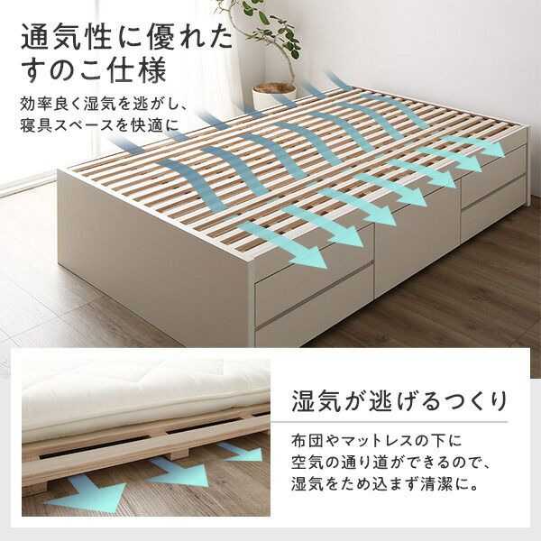 〔お客様組み立て〕 収納 ベッド チェストベッド ヘッドレス セミダブル フレームのみ ブラウン 収納付き 引き出し付き 大容量 収納 すのこ セミダブルベッド 日本製代引NG