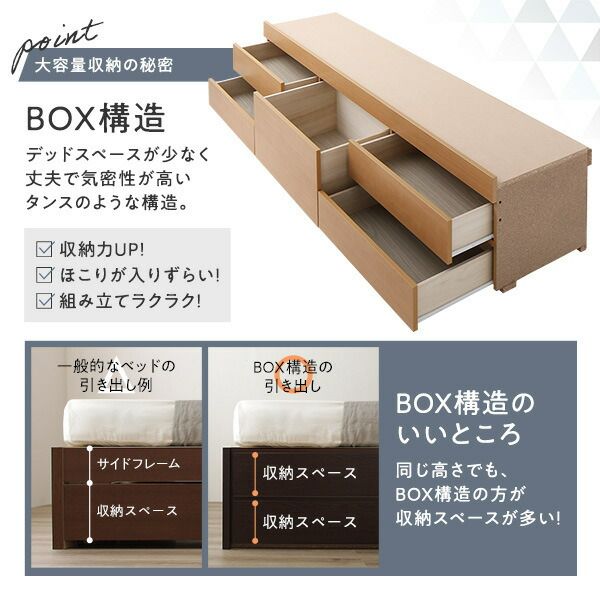 〔組立設置付き〕 収納 ベッド チェストベッド ヘッドレス セミシングル フレームのみ ナチュラル 収納付き 引き出し付き 大容量 収納 すのこ セミシングルベッド 日本製代引NG