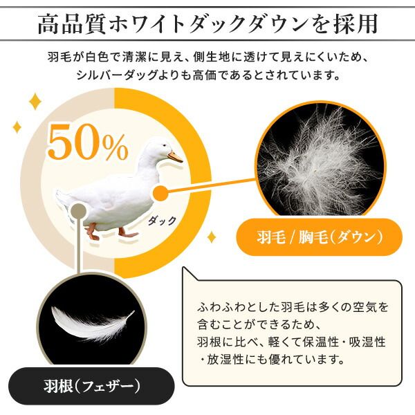 羽毛布団 掛け布団 シングル アイボリー ダウン50% 250dp パワーアップ加工 抗菌 防臭 防ダニ 日本製 国産 ピーチスキン加工 ループ付き 高品質ホワイトダックダウン採用 二重縫製 掛 布団 ふとん 寝具代引NG