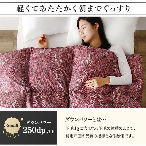 羽毛布団 掛け布団 ダブル アイボリー ダウン50% 250dp パワーアップ加工 抗菌 防臭 防ダニ 日本製 国産 ピーチスキン加工 ループ付き 高品質ホワイトダックダウン採用 二重縫製 掛 布団 ふとん 寝具代引NG
