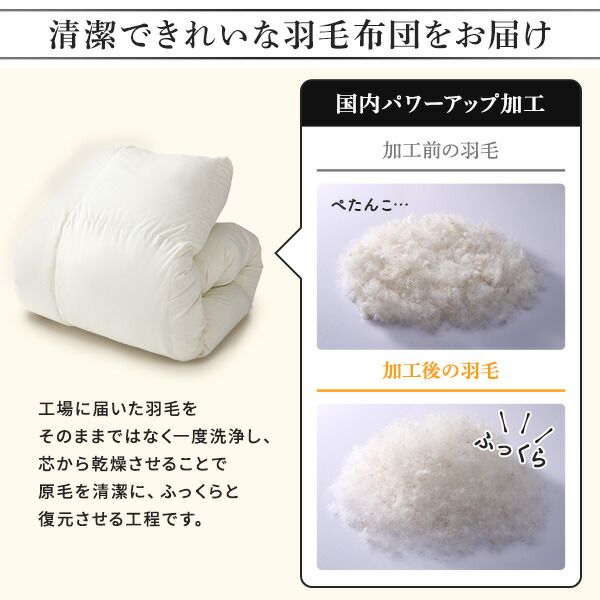 羽毛布団 掛け布団 ダブル アイボリー ダウン50% 250dp パワーアップ加工 抗菌 防臭 防ダニ 日本製 国産 ピーチスキン加工 ループ付き 高品質ホワイトダックダウン採用 二重縫製 掛 布団 ふとん 寝具代引NG