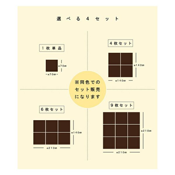 スーパSALE10倍＆4時間限定10％OFF 日本製 水拭きできる ポリプロピレン 置き畳 ユニット畳 シンプル ブラック 約140×210cm（約70×70cm 同色6枚組）【代引NG】