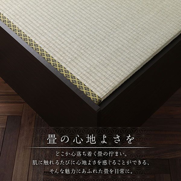 畳ベッド 収納ベッド ハイタイプ 高さ42cm セミダブル ブラウン 美草ダークブラウン 収納付き 日本製 国産 すのこ仕様 頑丈 たたみベッド 畳 ベッド代引NG