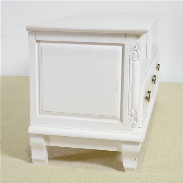 ローボード テレビ台 Sサイズ 約幅112×奥行40×高さ50.5cm ホワイト 木製 引き出し 配線穴 脚付き 完成品 リビング ダイニング代引NG