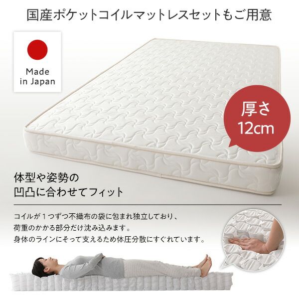 〔要組立〕 収納 ベッド シングル 国産薄型ポケットコイルマットレス付き ブラウン AAA 引き出し ヘッドレス すのこ仕様 低ホルムアルデヒド 大容量 収納 日本製 チェストベッド シングルベッド代引NG