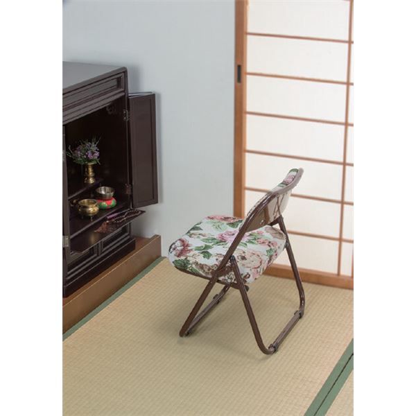 軽くて折りたためるゴブラン柄座椅子 ハイタイプ 2脚組 完成品代引NG