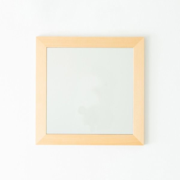 スーパSALE10倍＆4時間限定10％OFF 幅広枠正方形ウォールミラー(50)(ナチュラル) 天然木/姿見鏡/ワイド/高級感/木製/飛散防止加工/壁掛け/北欧風/ヴィンテージ/日本製/完成品/NK-31