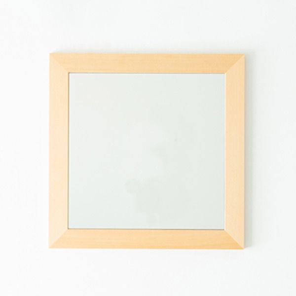 スーパSALE10倍＆4時間限定10％OFF 幅広枠正方形ウォールミラー2(60)(ナチュラル) 天然木/姿見鏡/ワイド/高級感/木製/飛散防止加工/壁掛け/北欧風/ヴィンテージ/日本製/完成品/NK-32