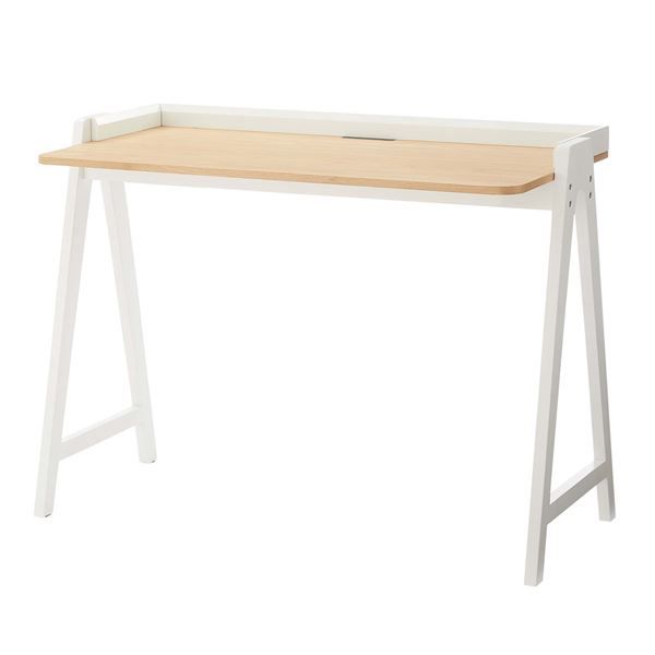 スーパSALE10倍＆4時間限定10％OFF パソコンデスク ワークデスク 約幅108.5cm ホワイト 木製 組立品 リビング 子供部屋 勉強部屋 在宅ワーク ゲーム