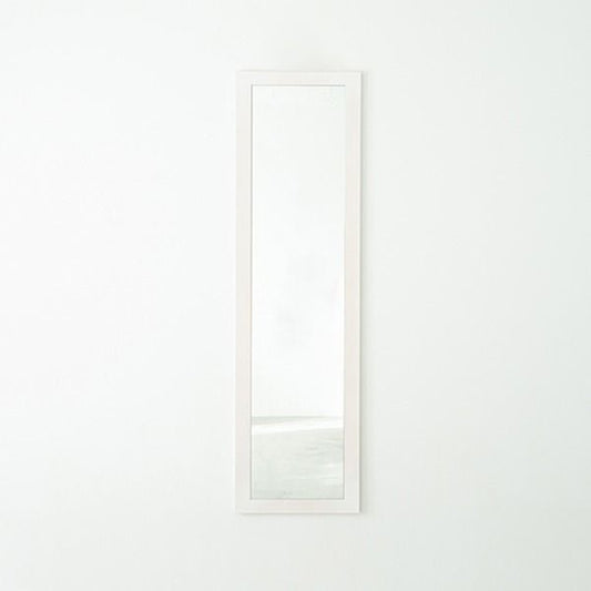 スーパSALE10倍＆4時間限定10％OFF 幅広枠ウォールミラー(38×130)(ホワイト/白) 天然木/姿見鏡/スリム/高級感/木製/飛散防止加工/壁掛け/北欧風/ヴィンテージ/日本製/完成品/NK-35