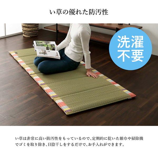 日本製 い草 い草マット マット ごろ寝マット フリーマット クッション性 和風柄 グリーン 約70×180cm代引NG