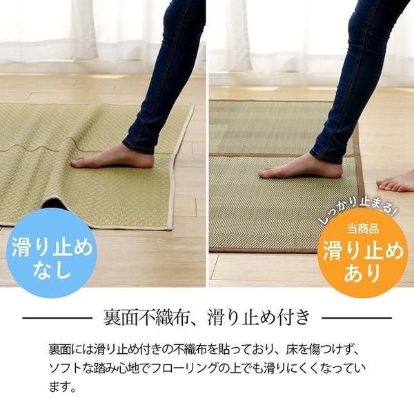 い草ラグ 花ござ カーペット 格子柄 ナチュラル シンプル 和室 洋室 裏不織布滑り止め 滑りにくい 抗菌防臭 消臭 本間6畳(約286×382cm) レイクブルー代引NG