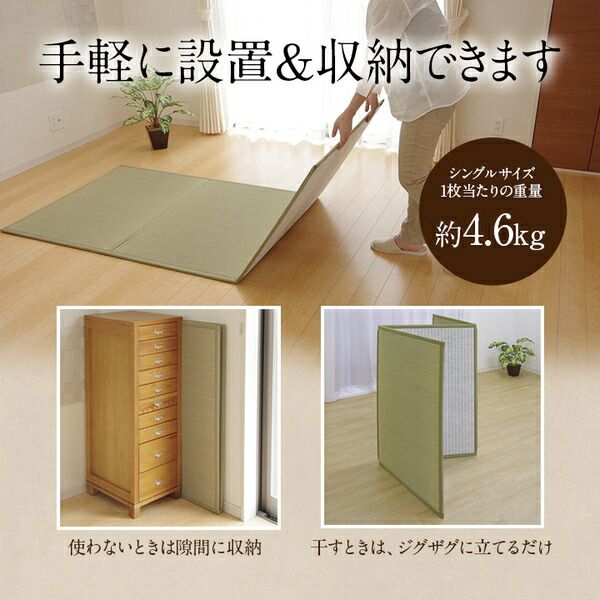 い草マットレスPro 折りたたみ い草 置き畳 軽量 抗菌 消臭 吸着 日本製 ダブル(約140×210cm)代引NG