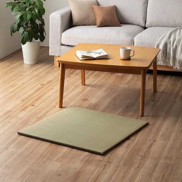 スーパSALE10倍＆4時間限定10％OFF い草 置き畳 ユニット畳 システム畳 サスティナブル 再生不織布 無地 ナチュラル 消臭 縁無し 裏面滑り止め 約70×70cm 6枚組 『みらい U畳』 irucico イルシコ【代引NG】