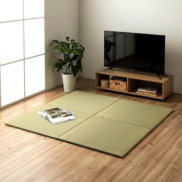スーパSALE10倍＆4時間限定10％OFF い草 置き畳 ユニット畳 システム畳 サスティナブル 再生不織布 無地 ナチュラル 消臭 縁無し 裏面滑り止め 約70×70cm 6枚組 『みらい U畳』 irucico イルシコ【代引NG】