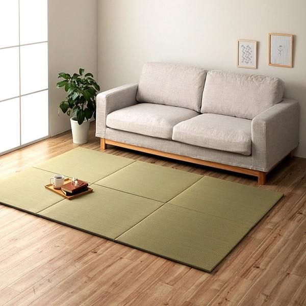スーパSALE10倍＆4時間限定10％OFF い草 置き畳 ユニット畳 システム畳 サスティナブル 再生不織布 無地 ナチュラル 消臭 縁無し 裏面滑り止め 約70×70cm 6枚組 『みらい U畳』 irucico イルシコ【代引NG】