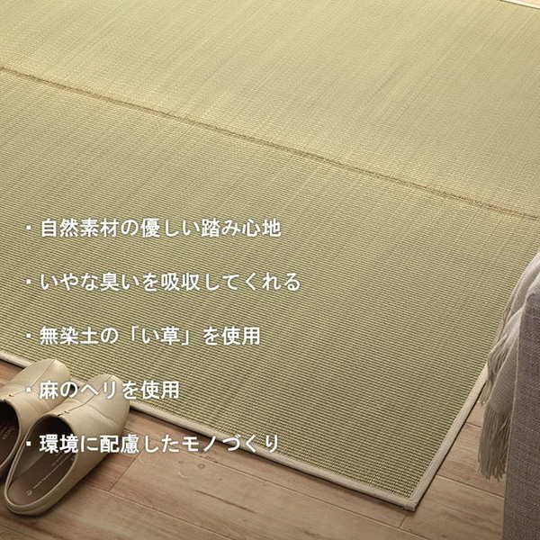 サスティナブル irucico いるしこ みらい 自然素材 国産 日本製 い草 無垢 敷き物 ラグ カーペット マット 消臭 蒸れにくい ナチュラル 約140×140cm代引NG