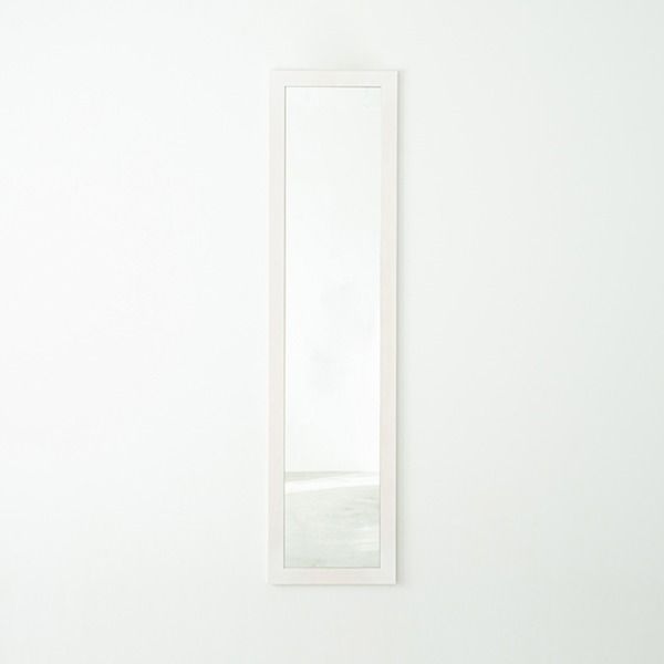 スーパSALE10倍＆4時間限定10％OFF 幅広枠ウォールミラー(40×161)(ホワイト/白) 天然木/姿見鏡/ワイド/高級感/木製/飛散防止加工/壁掛け/北欧風/ヴィンテージ/日本製/完成品/NK-37