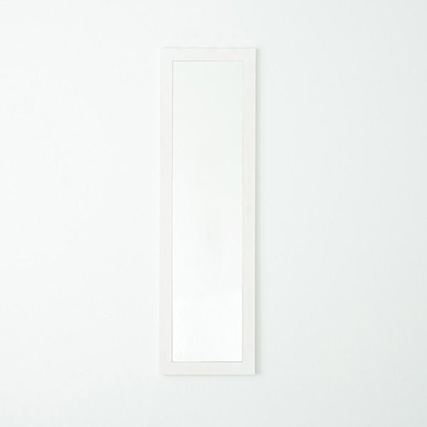 スーパSALE10倍＆4時間限定10％OFF 幅広枠ウォールミラー(50×161)(ホワイト/白) 天然木/姿見鏡/ワイド/高級感/木製/飛散防止加工/壁掛け/北欧風/ヴィンテージ/日本製/完成品/NK-38