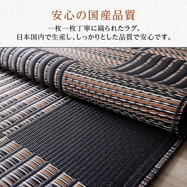 ラグ マット い草 調 江戸間8畳 約348×352cm ブラウン 洗える 日本製 国産 軽量 速乾性 除菌スプレー対応 市松模様 ポリプロピレン 敷物 フロアマット ラグカーペット イ草 アウトドア レジャー代引NG