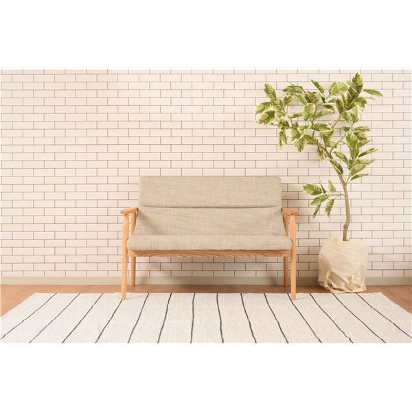 ソファー 2人掛け 約幅117×奥行70×高さ80×座面高41cm ベージュ 木製 肘付き 完成品 リビング ダイニング インテリア家具代引NG