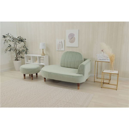 コンパクト ソファー 約幅104cm グリーン オットマン付き ポケットコイル スチールパイプ 脚付き リビング ダイニング代引NG