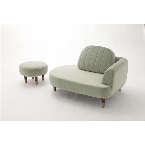コンパクト ソファー 約幅104cm グリーン オットマン付き ポケットコイル スチールパイプ 脚付き リビング ダイニング代引NG