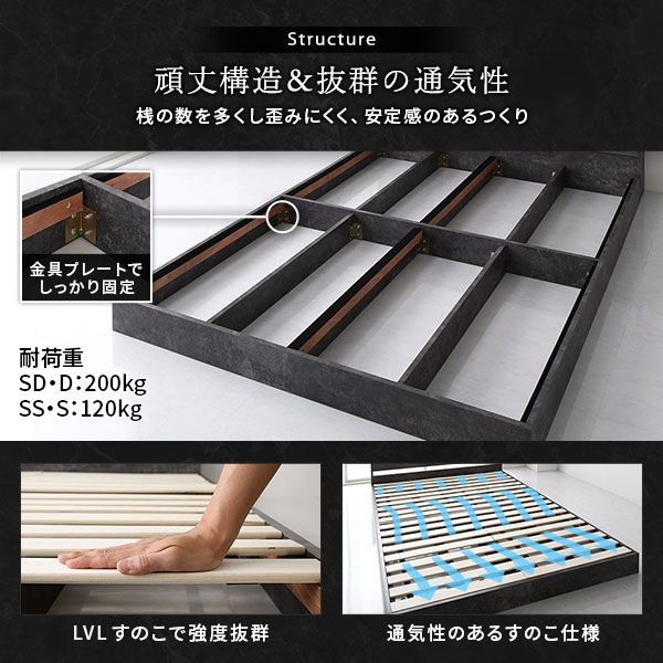 スーパSALE10倍＆4時間限定10％OFF ベッド ローベッド ダブル ポケットコイルマットレス付き ストーングレー すのこ 低床 LED 照明付き 宮付き 棚付き 宮棚付き 2口 コンセント付き フロアベッド 低床ベッド すのこベッド  ダブルベッド