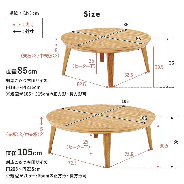 リビングコタツ ウォルナット 約幅85×奥行85×高さ36cm 組立品代引NG