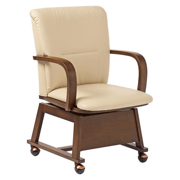 回転式 ダイニングチェア 1脚 こたつ対応 約幅55×奥行62×高さ85cm ブラウン 組立品代引NG