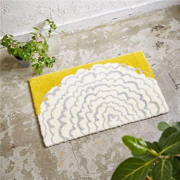 スーパSALE10倍＆4時間限定10％OFF スミノエ デザインライフ イハナマット/玄関マット 約幅45×長さ75cm イエロー【代引NG】