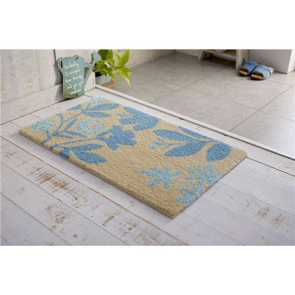スーパSALE10倍＆4時間限定10％OFF スミノエ デザインライフ ハチマット/玄関マット 約幅45×長さ75cm ライトブルー【代引NG】