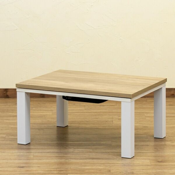 こたつ 約80×60cm ホワイト ヴィンテージ柄コタツ 組立品 リビング ダイニング代引NG