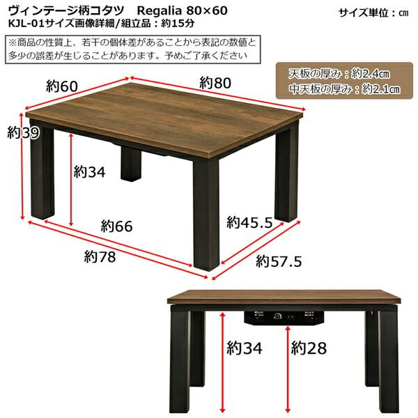 こたつ 約80×60cm ホワイト ヴィンテージ柄コタツ 組立品 リビング ダイニング代引NG