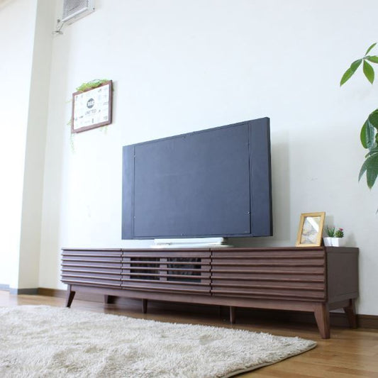 テレビ台 テレビボード 約幅176.5×奥行42.5×高さ38cm ブラウン ルーバー 脚付き リビング ダイニング インテリア家具代引NG