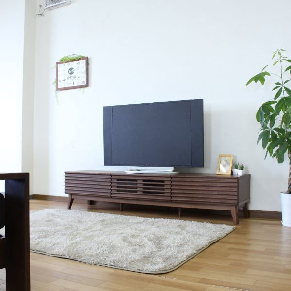 テレビ台 テレビボード 約幅176.5×奥行42.5×高さ38cm ブラウン ルーバー 脚付き リビング ダイニング インテリア家具代引NG