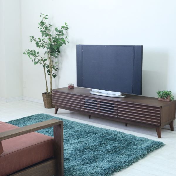 テレビ台 テレビボード 約幅176.5×奥行42.5×高さ38cm ブラウン ルーバー 脚付き リビング ダイニング インテリア家具代引NG