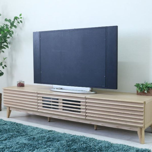 テレビ台 テレビボード 約幅176.5×奥行42.5×高さ38cm ナチュラル ルーバー 脚付き リビング ダイニング インテリア家具代引NG