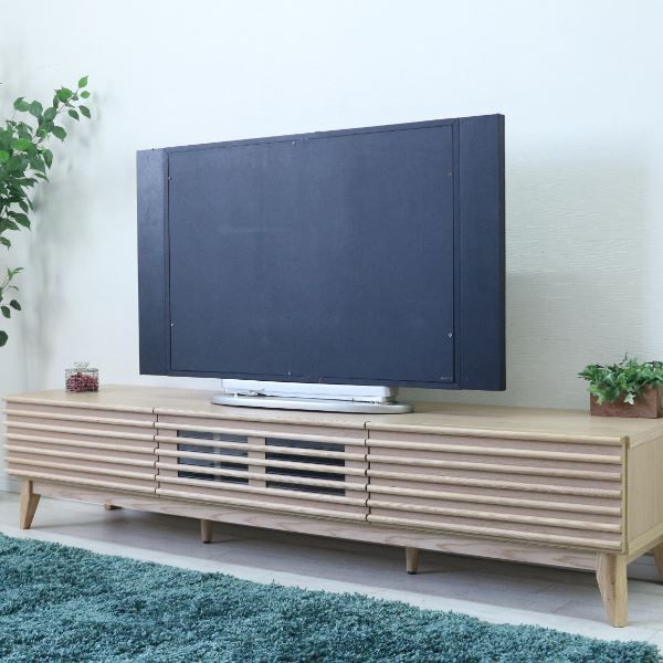 テレビ台 テレビボード 約幅176.5×奥行42.5×高さ38cm ナチュラル ルーバー 脚付き リビング ダイニング インテリア家具代引NG