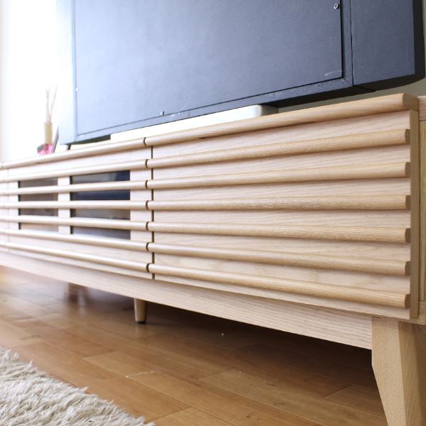 テレビ台 テレビボード 約幅176.5×奥行42.5×高さ38cm ナチュラル ルーバー 脚付き リビング ダイニング インテリア家具代引NG