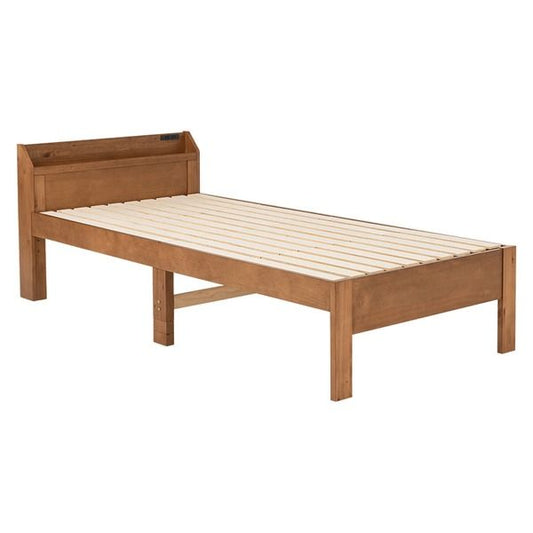 頑丈 すのこベッド シングル 約幅97.5×奥行211.5×高さ72cm ライトブラウン 組立品 コンセント付き ベッドフレーム単品代引NG