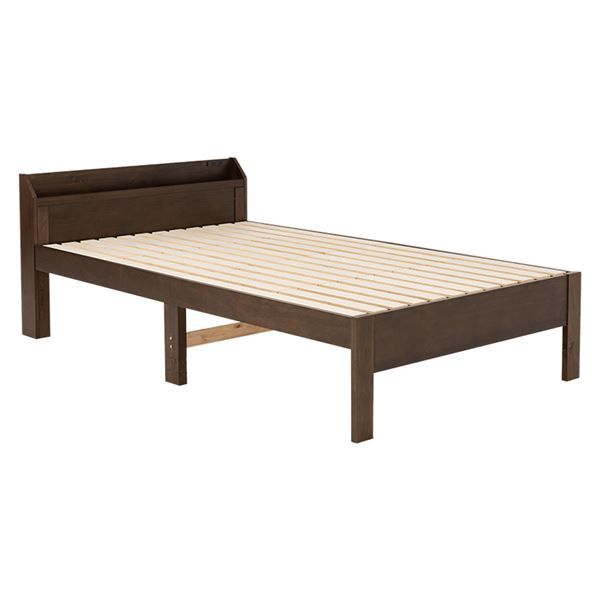 頑丈 すのこベッド セミダブル ボンネルコイルマットレス付き 約幅120.5×奥行211.5×高さ72cm ダークブラウン 組立品 コンセント付き代引NG