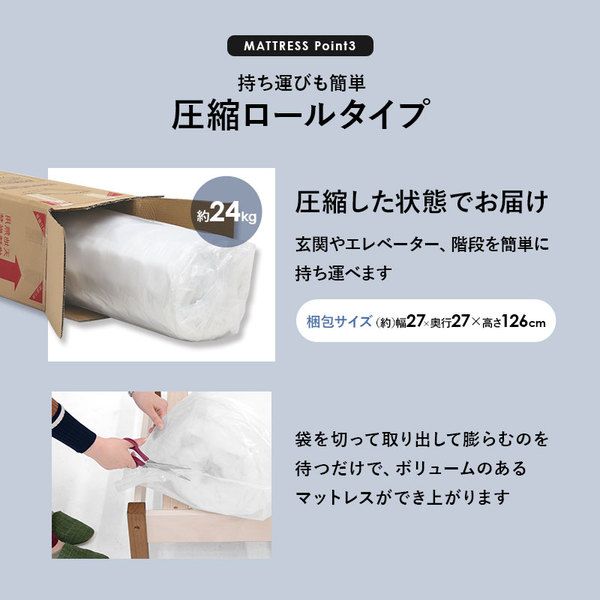 頑丈 すのこベッド セミダブル ボンネルコイルマットレス付き 約幅120.5×奥行211.5×高さ72cm プレーンナチュラル 組立品 コンセント付き代引NG