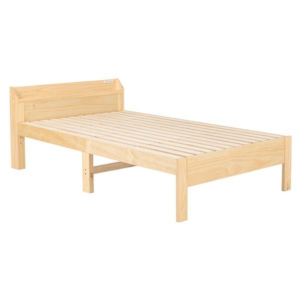 頑丈 すのこベッド セミダブル ボンネルコイルマットレス付き 約幅120.5×奥行211.5×高さ72cm プレーンナチュラル 組立品 コンセント付き代引NG
