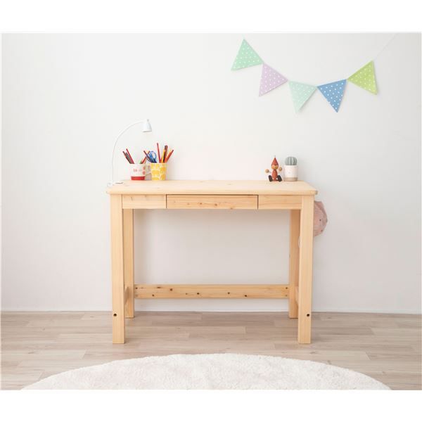 ヒノキデスク/机約96×60×72cm 引き出し付き 組立品 日本製 国産代引NG