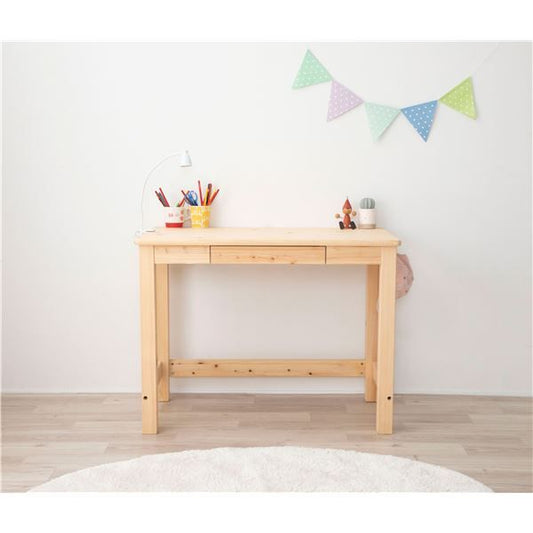 ヒノキデスク/机約96×60×72cm 引き出し付き 組立品 日本製 国産代引NG