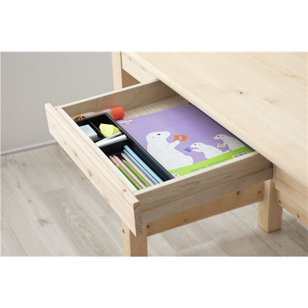ヒノキデスク/机約96×60×72cm 引き出し付き 組立品 日本製 国産代引NG