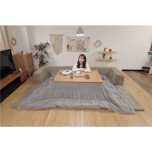 洗えるラグ付ローソファ/フロアソファ(コーディロイ生地) Lサイズ グリーン代引NG