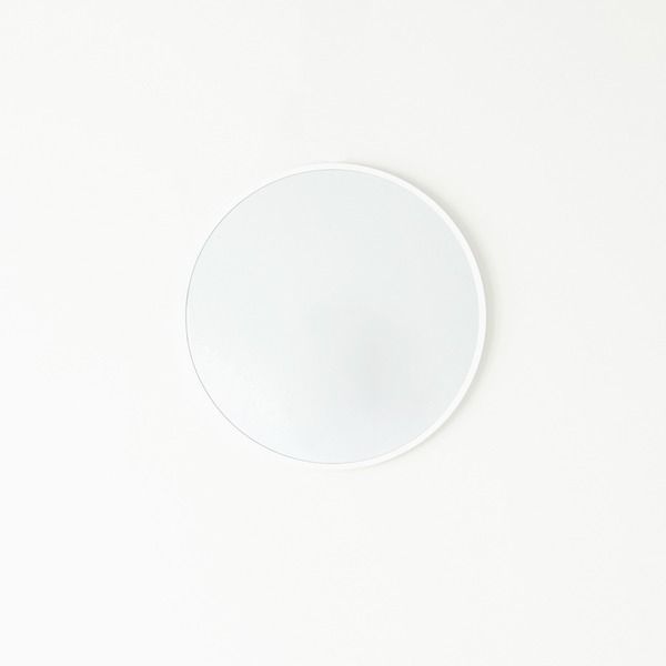 スーパSALE10倍＆4時間限定10％OFF MDF丸形ウォールミラー(47)(ホワイト/白) 直径47cm 鏡 スリム 高級感 ブルックリン 韓国インテリア 海外インテリア 飛散防止加工 壁掛け オシャレ 北欧風 オーバル 日本製 完成品 NK-16
